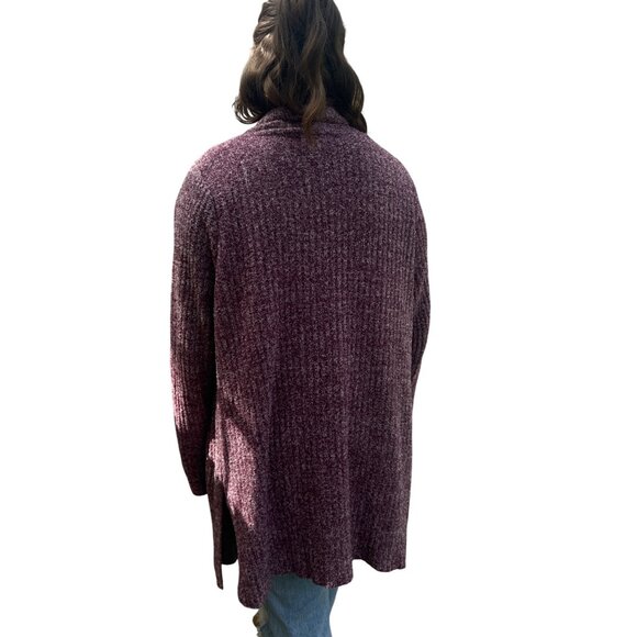 Barefoot Dreams Womens Cardigan 2X Maroon Speckled Cozychic Lite SoftAF LongLine - Picture 2 of 11
